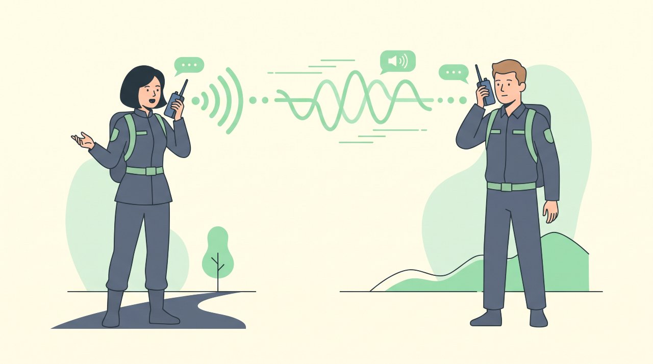 vector illustration of two-way radio channels for event security team communications