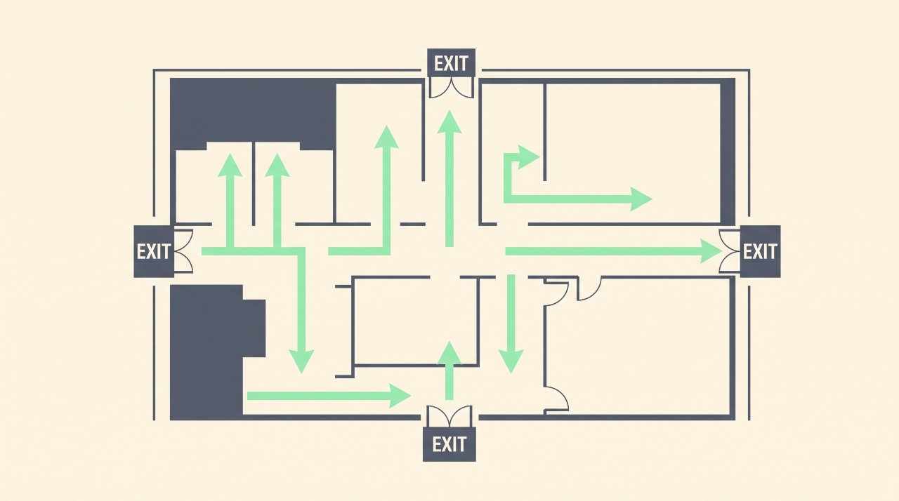 vector illustration of an emergency evacuation map for an event security plan sample