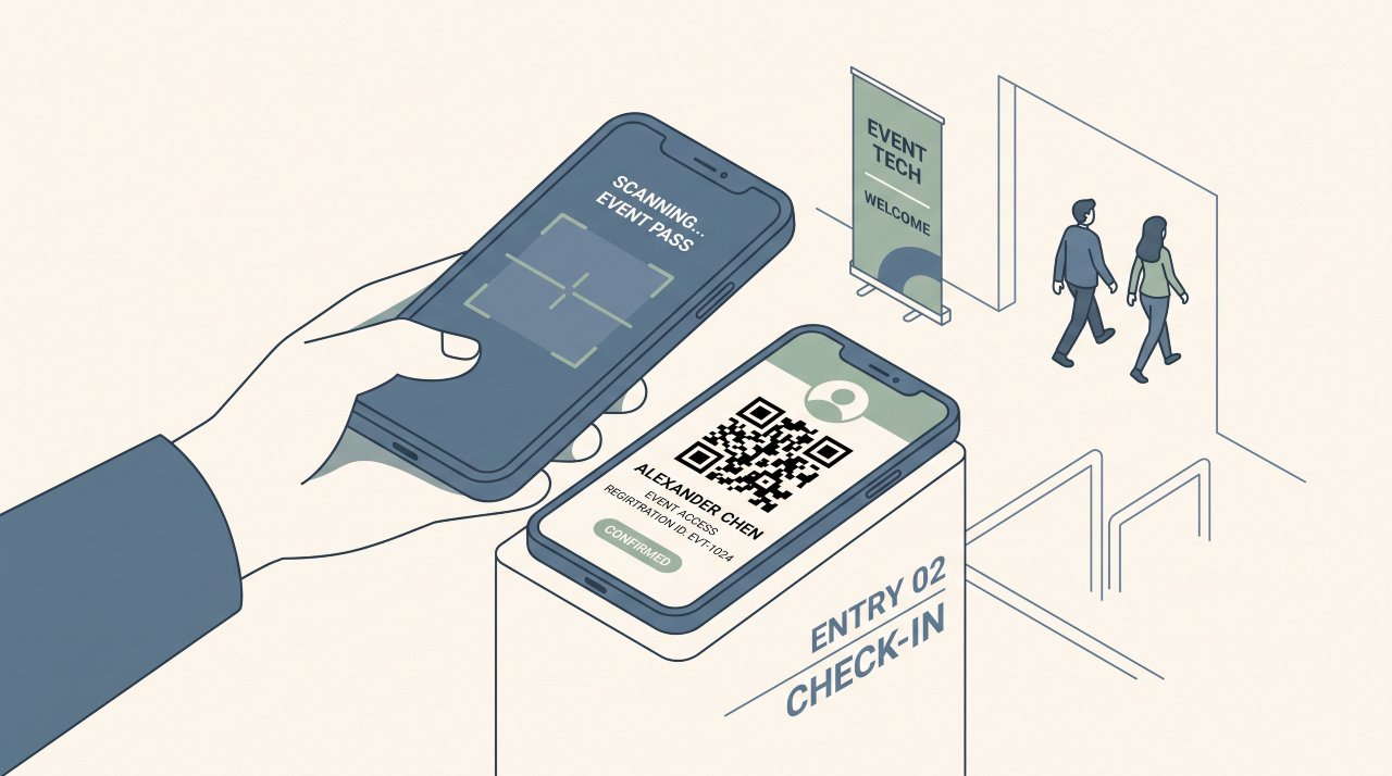 Handheld mobile scanner validating a QR code ticket for implementing digital ticketing systems for live events