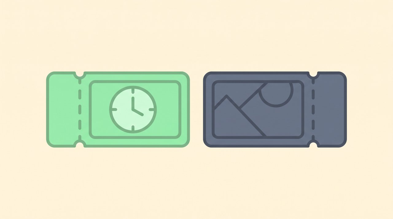vector illustration of early-bird ticket pricing tiers with a time clock indicator
