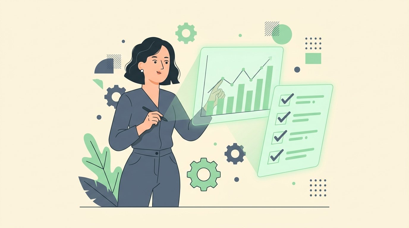 Vector illustration of post-event budget reconciliation and survey feedback analysis