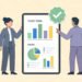 Flat vector illustration of an event coordinator reviewing event management software dashboard with ticket data