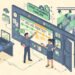 Flat isometric illustration of successful event planning team reviewing timeline and budget at shared planning board