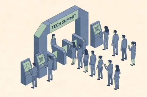 Event entrance with kiosks for implementing digital ticketing systems for live events