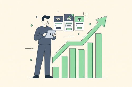 vector illustration of an event planner analyzing ticket pricing tiers and profit graphs