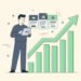 vector illustration of an event planner analyzing ticket pricing tiers and profit graphs