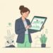 Storyset clean vector illustration of an event coordinator monitoring attendee attendance conversion charts on a tablet